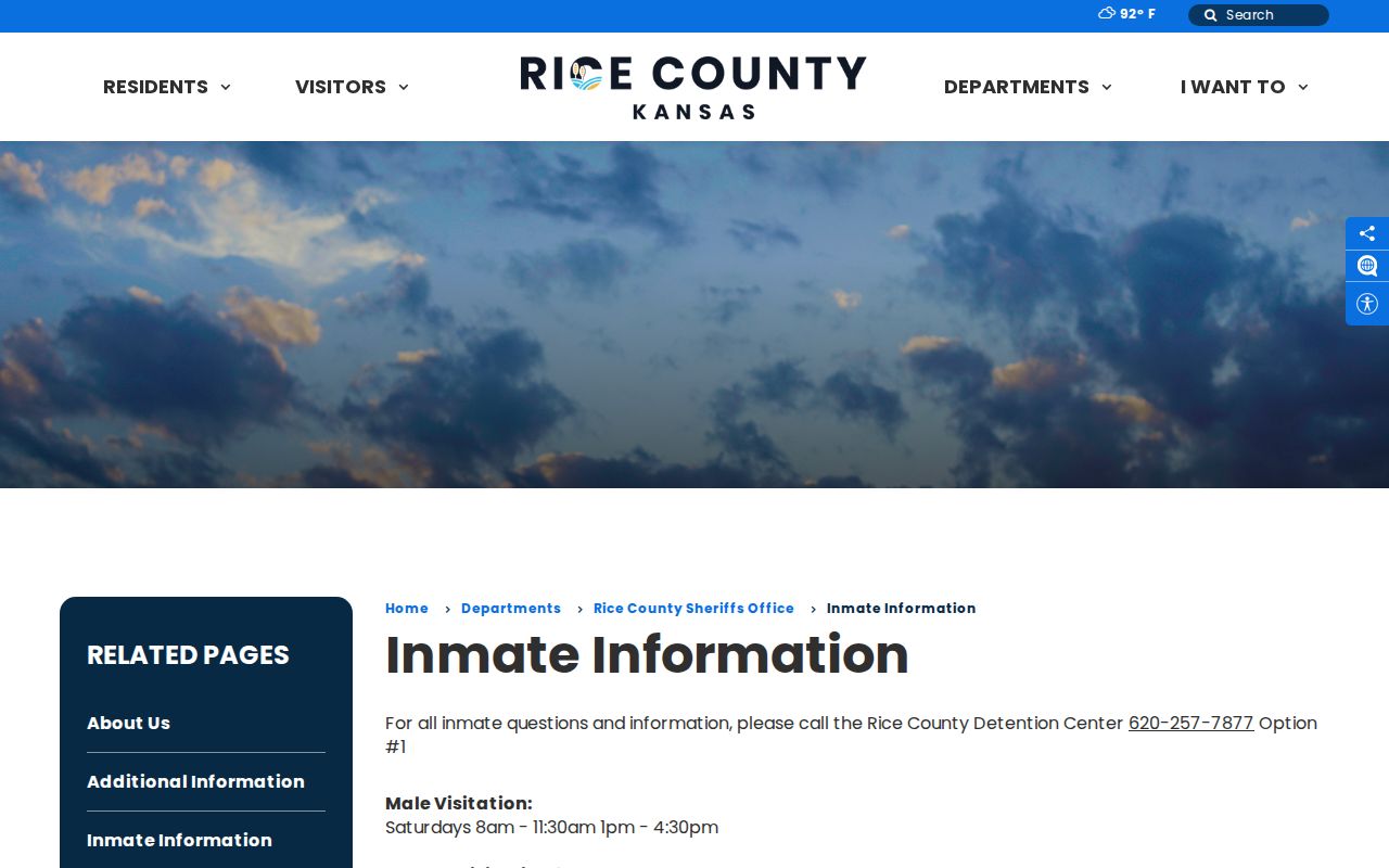 Official Rice County Sheriff inmate information page