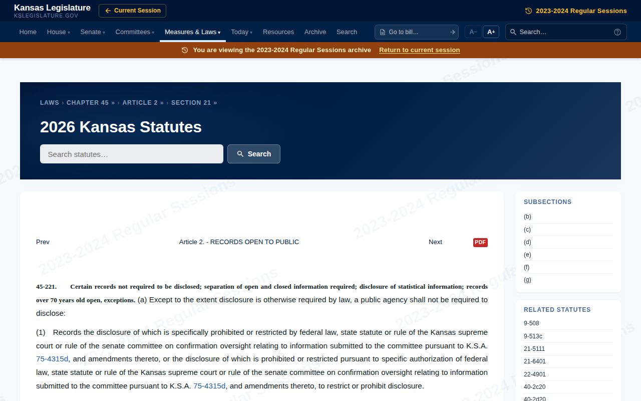 Kansas statute addressing disclosure of an inmate or releasee photograph